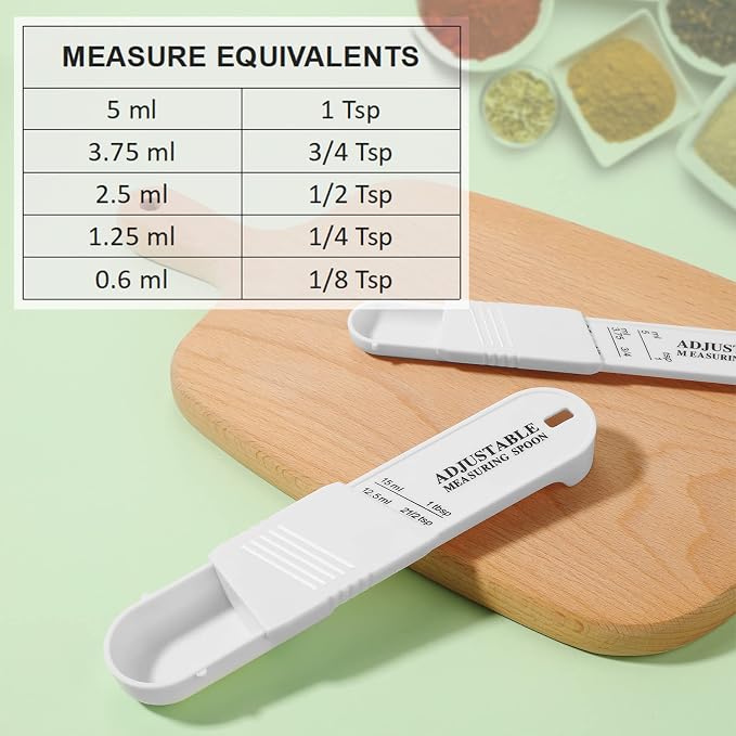 6 Pcs Adjustable Measuring Spoon Plastic Tablespoon and Teaspoon Set Baking - Image 3