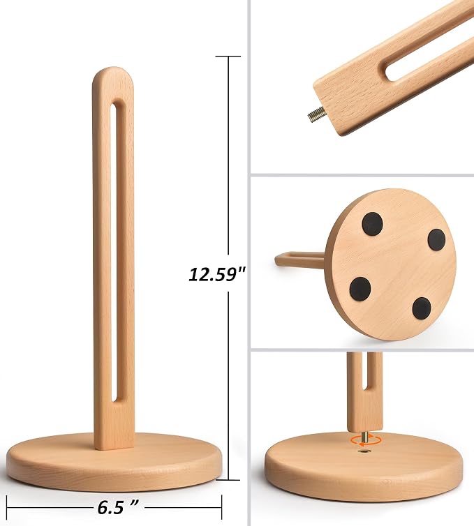 KitchLife Wooden Paper Towel Holder Countertop, 6.5" Jumbo Base, Fits Jumbo - Image 2