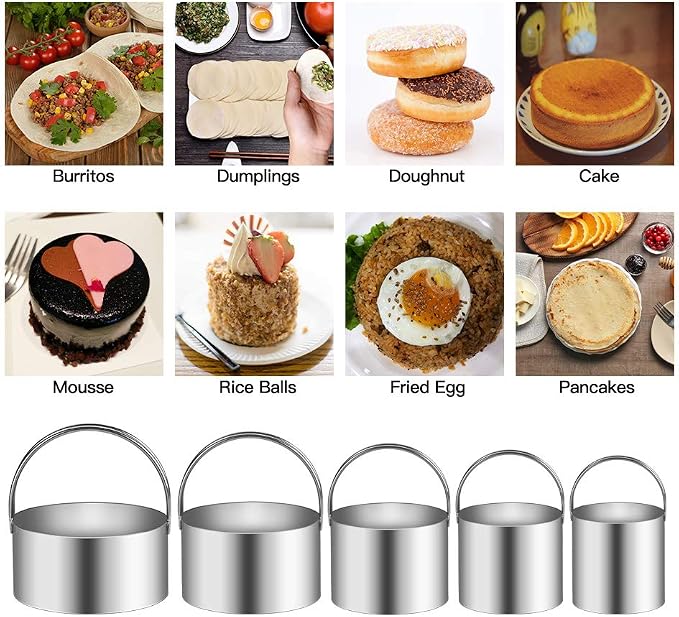 5 Pieces Cookie Cutters Round Cutters Stainless Steel Biscuit Cutter - Image 3
