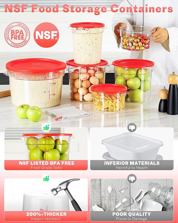 6QT NSF Round Food Storage Containers - Image 2