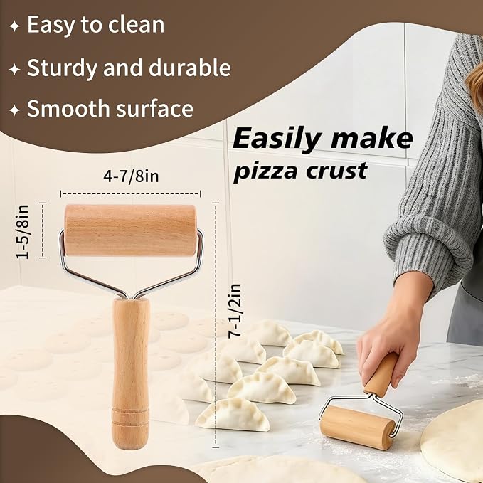 Pizza Rolling Pin Small Rolling Pin Wooden Dough Roller Non Stick Pizza Dough - Image 5