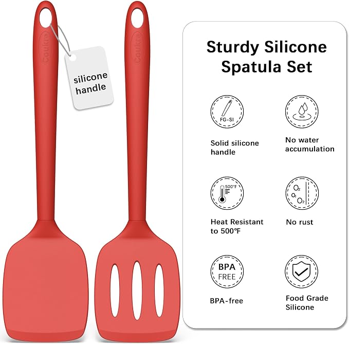 Coukre 2 Pack Silicone Spatula Set, High Heat Resistant, BPA Free Kitchen - Image 3