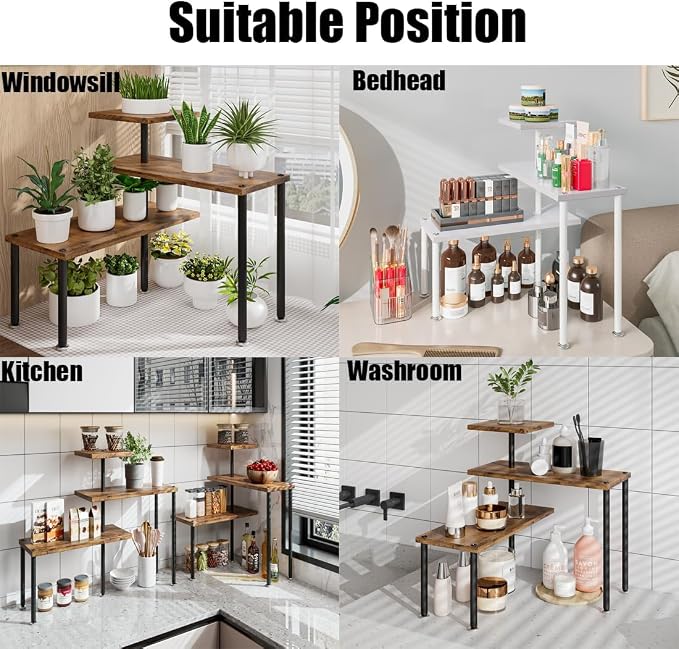 Countertop Organizer Organization 3 Tier Kitchen Corner Shelves Adjustable - Image 6