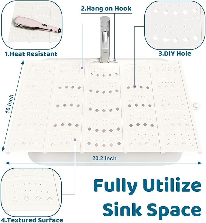 Bathroom Sink Cover for Counter Space, Foldable Silicone Sink Mat Makeup - Image 4