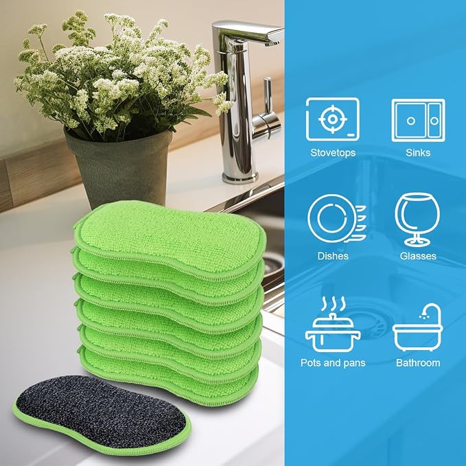 HOMEXCEL 12 Pack Multi-Purpose Scrub Sponges Kitchen Dish Sponge Non-Scratch - Image 3