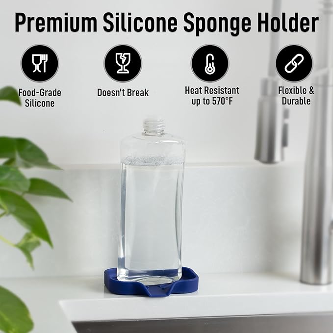 Zulay Kitchen Small Silicone Sponge Holder – Space-Saving Sink Organizer Tray - Image 2