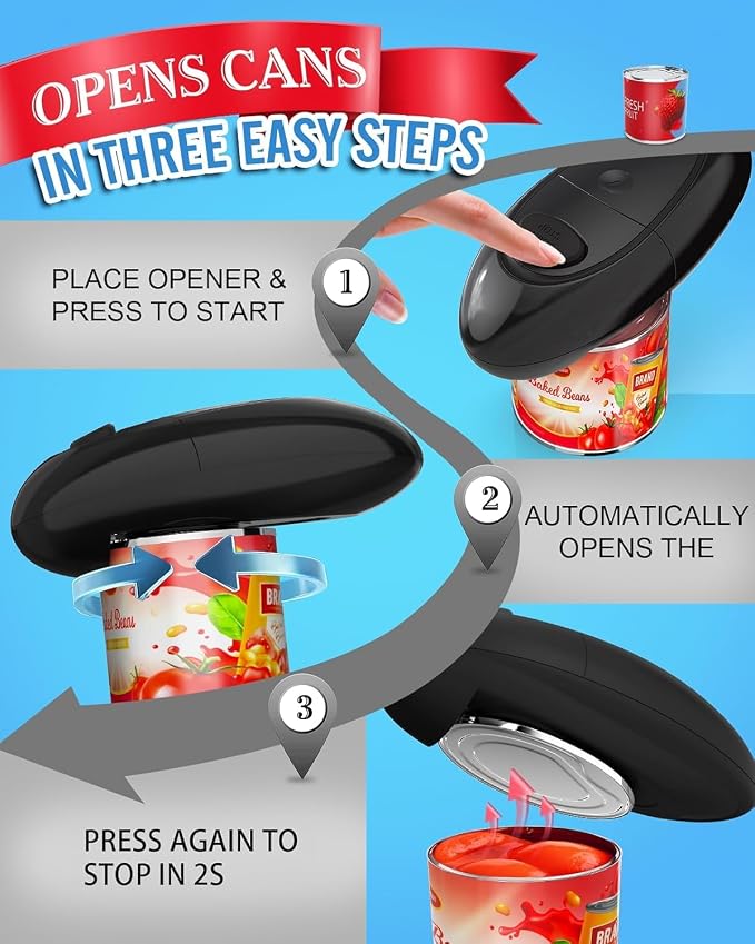 Electric Can Opener, One-Touch Automatic Hands Free Can Opener - Image 3