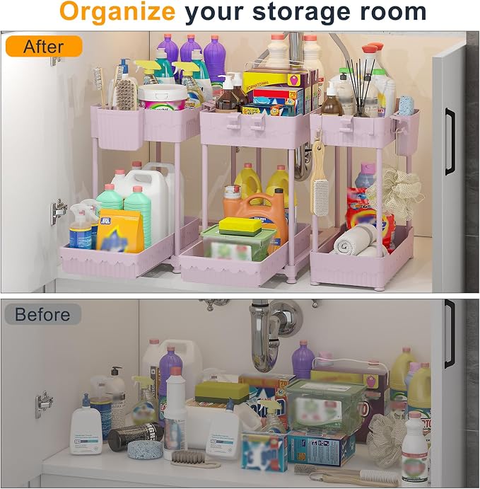 Sevenblue 3 Pack Under Sink Organizers, 2-Tier Multi-Use Kitchen and Bathroom - Image 4
