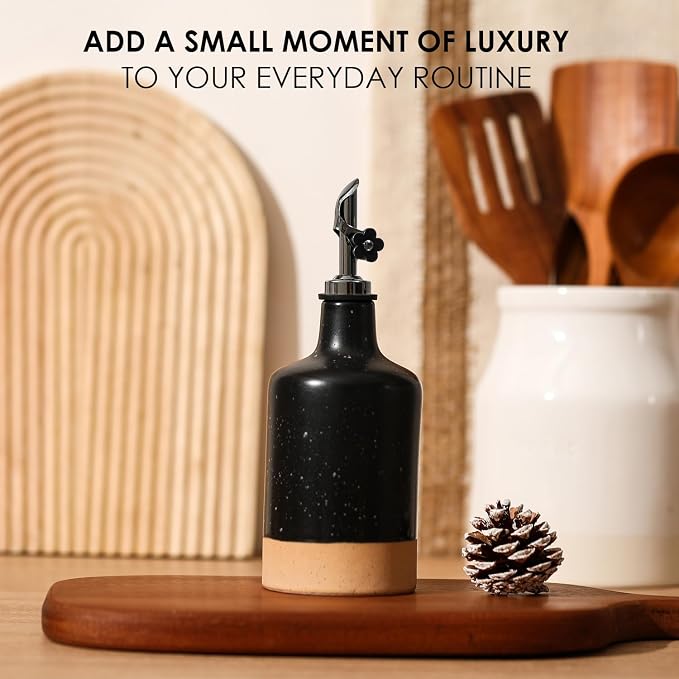 HOMCDALY Ceramic Olive Oil Dispenser Bottle, 16oz Oil Dispenser Bottle - Image 4
