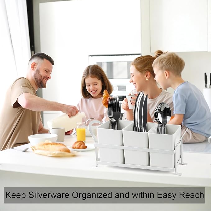 KAQAHIDO Utensil Caddy with Drain Holes, Cutlery Organizer - Image 7