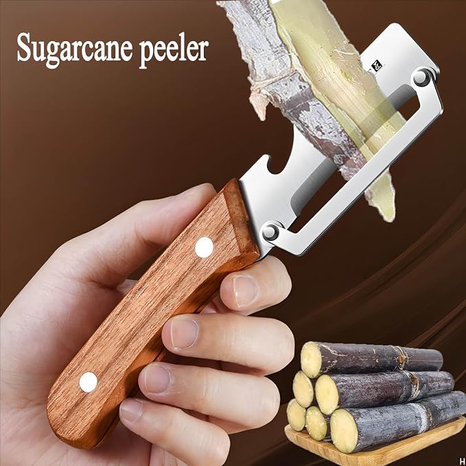 Premium Vegetable Peeler with Wooden Handle and Bottle Opener Stainless Steel - Image 4