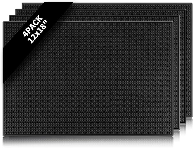 4 Pcs Bar Mats for Countertop 18 x 12 Inch Rubber Silicone Bar Drying Coffee by Mwellewm