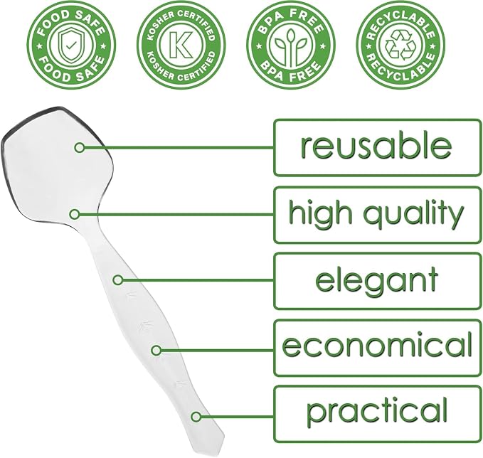 PARTY BARGAINS Disposable Clear Plastic Serving Spoons 8.75″ – Heavy-Duty Clear - Image 4
