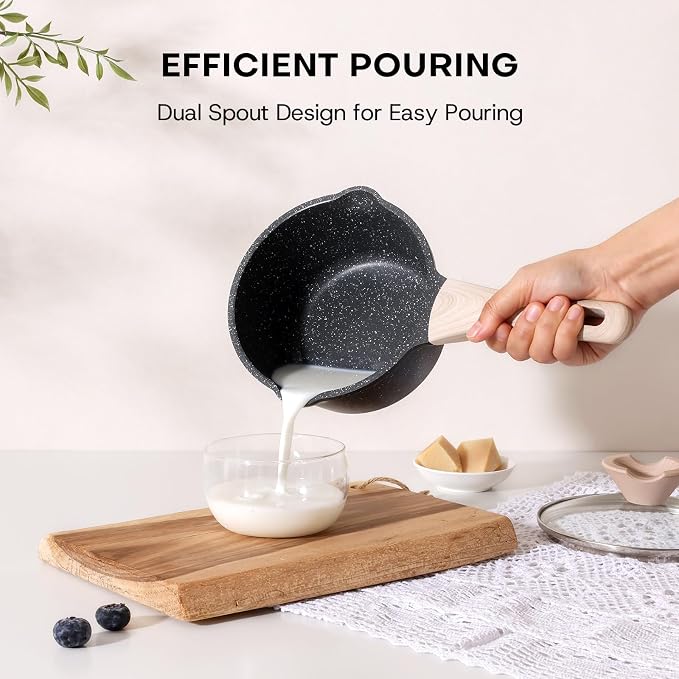 Kordisen Sauce Pan Set with Lid, 1.5Qt & 2.5 Qt Nonstick Cooking Pots with Pour - Image 4