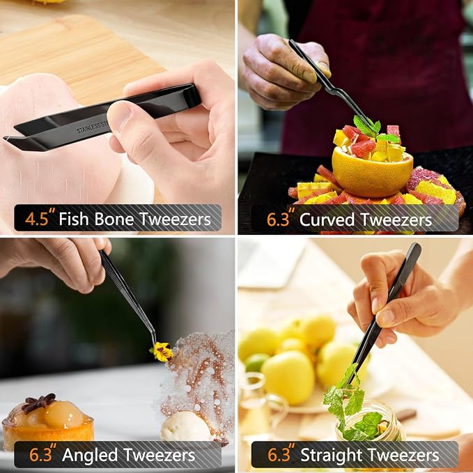 JETKONG 6 Pcs Cooking Tweezer Tongs, Professional Chef Tweezers - Image 5