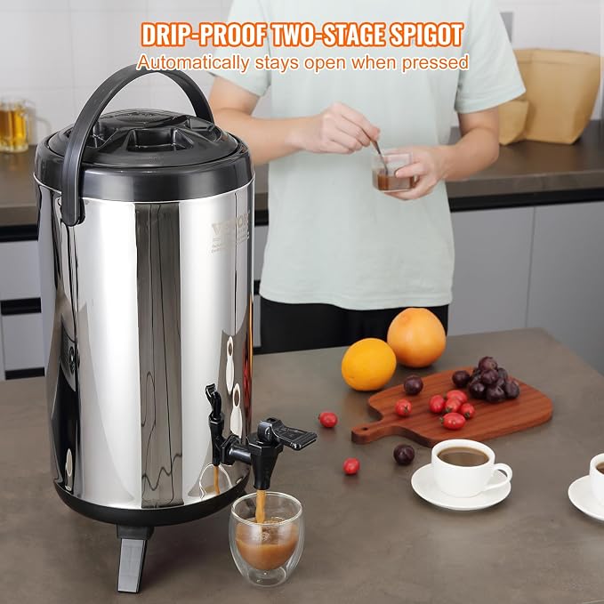VEVOR Stainless Steel Insulated Beverage Dispenser, 2.4 Gallon 9.2 Liter - Image 5