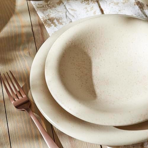 Porto by Stone Lain Aro 12-Piece Premium Kitchen & Dining Dinnerware Set Stoneware, Cream Matte, Crafted in Portugal, Dishwasher and Microwave Safe Scratch-Resistant Dish Set for 4