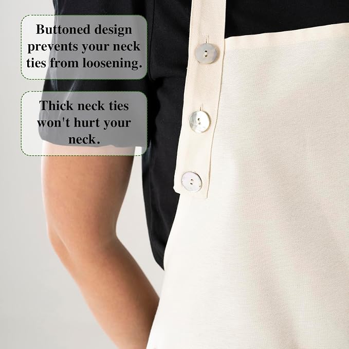 TOSHE Kitchen Apron Waterdrop Resistant Cotton Apron - Image 7