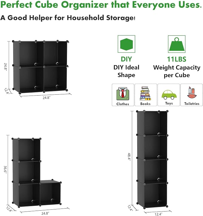 C&AHOME Cube Storage Organizer, 4-Cube Shelves Units, Closet Cabinet, DIY - Image 5