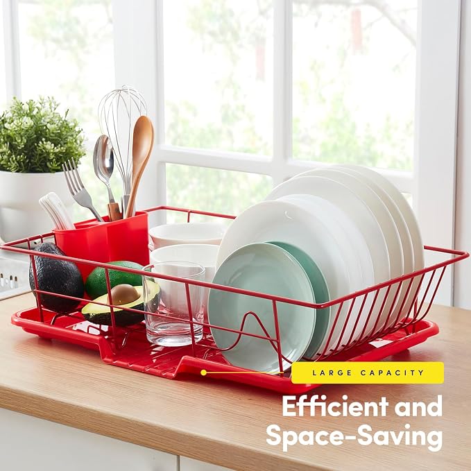 Sweet Home Collection Space-Saving 3-Piece Dish Drainer Rack Set: Efficient - Image 5