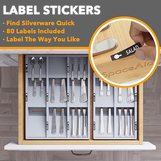 SpaceAid Bamboo Silverware Drawer Organizer - Image 3