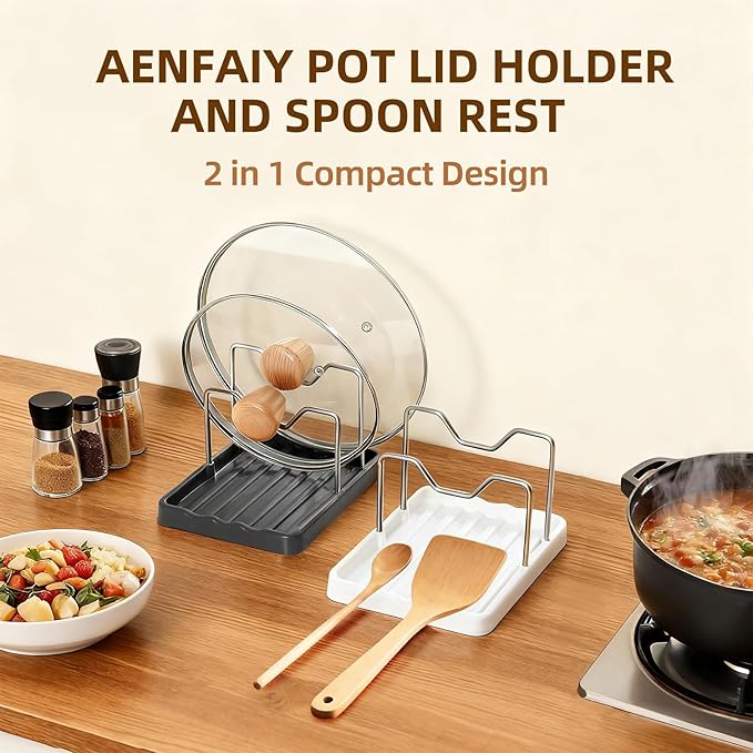2 in 1 Pot Lid Holder & Spoon Rest - Image 2