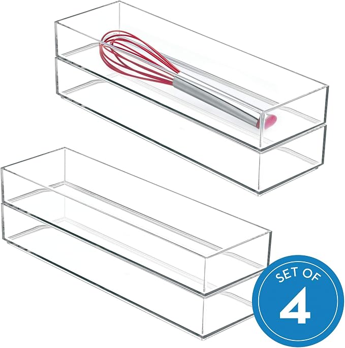 iDesign Clarity Drawer, Kitchen and Bathroom Organization Silverware, Large-Set - Image 2