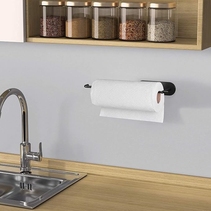 VAEHOLD Self Adhesive Paper Towel Holder Under Cabinet Mount, Wall Mounted - Image 7