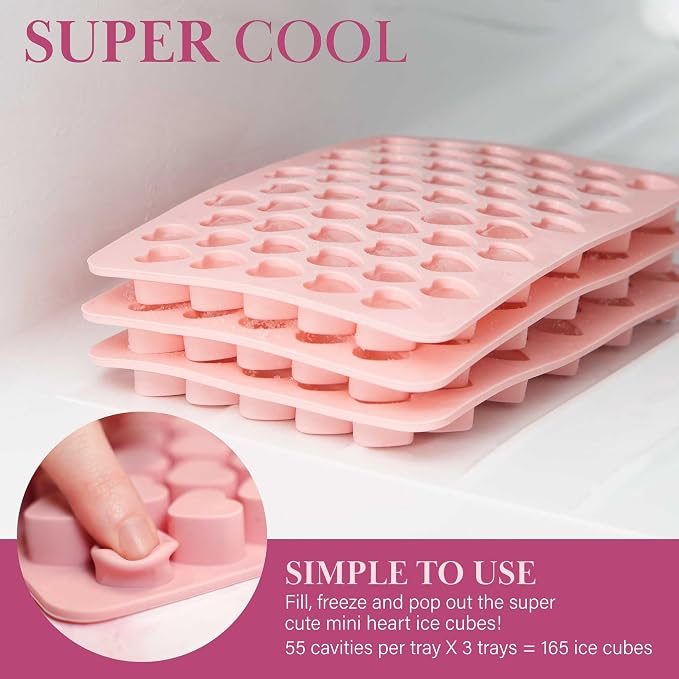 Paris Hilton Heart Shaped Mini Ice Cube Tray Set, Includes 3 Mini Ice Cube Molds - Image 6