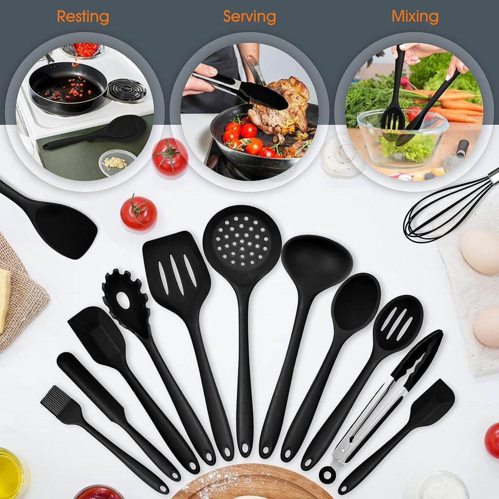 Kitchen Utensils Set, E-far 15-Piece Silicone Cooking Utensils with
