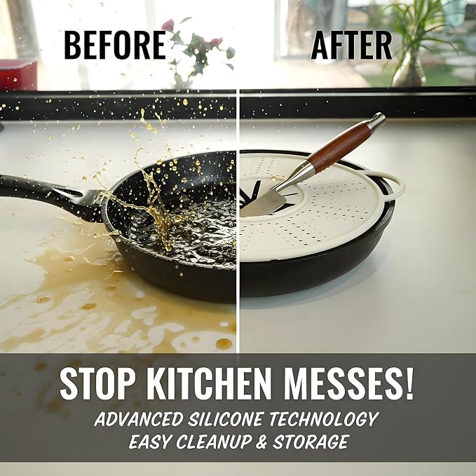 Silicone Splatter Screen for Frying Pans, Oil Splash Guard Cover - Image 4