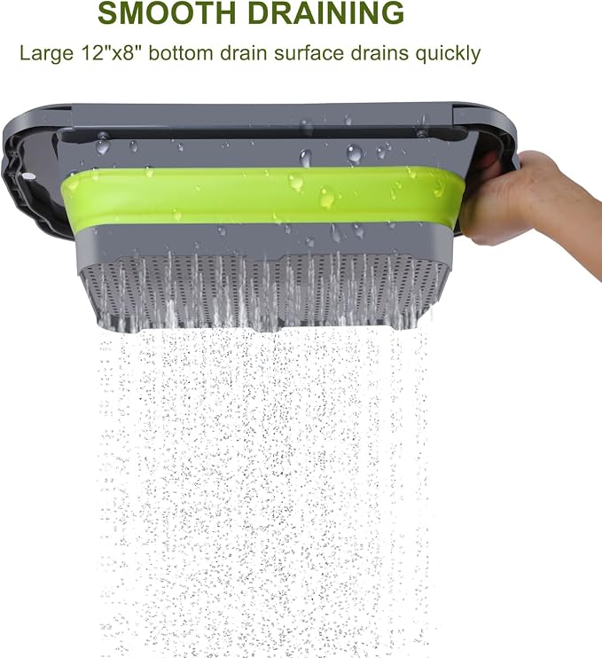 QiMH Colander Collapsible, Over Sink Silicone 9 Quart Extra Large Kitchen - Image 5