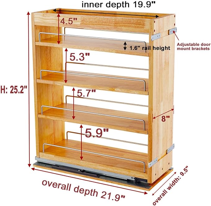 OCG 4 Tier Pull Out Spice Rack Holder Shelves, spice organization - Image 2