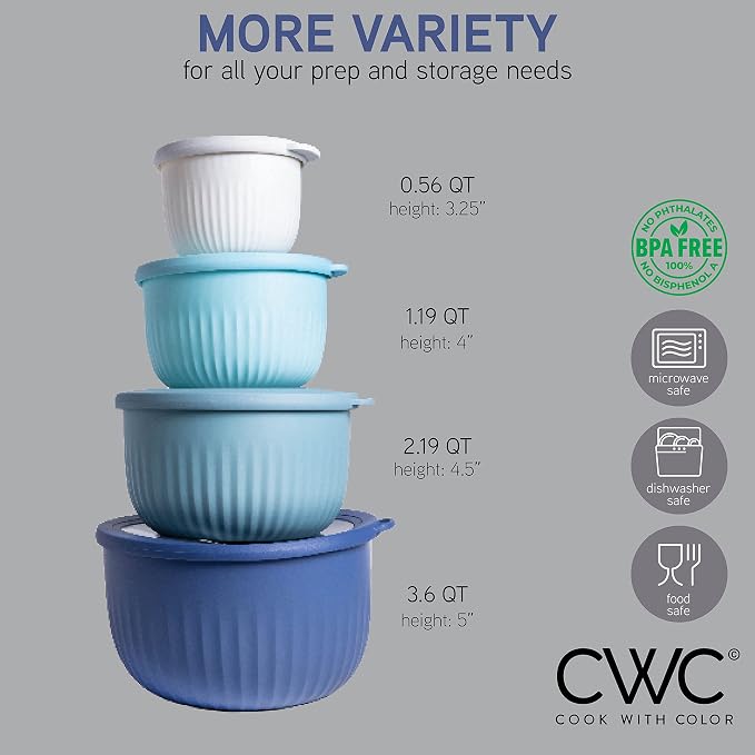 COOK WITH COLOR Prep Bowls with Lids- Wide and Deep Nesting Plastic Small - Image 2