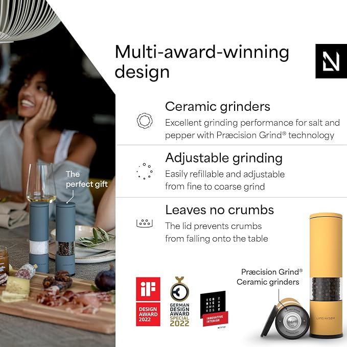 LARS NYSØM Salt and Pepper Grinder Set Manual, Stainless Steel Salt and Pepper - Image 2