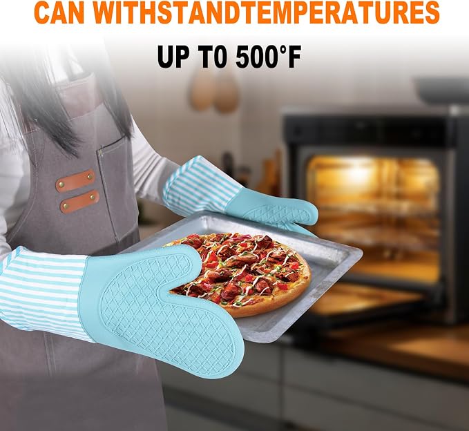 Silicone Oven Mitts, Heat Resistant Oven Gloves - Image 7