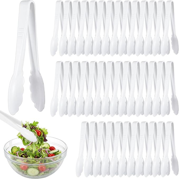 Tessco for you 50 Pcs Plastic Tongs for Serving Bulk, 9 Inch Plastic Disposable by Tessco
