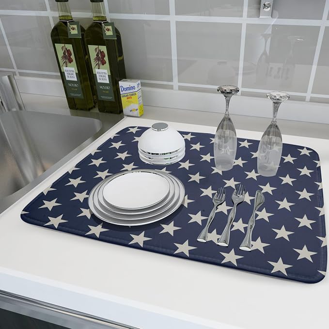 Patriotic July of 4th Blue Star Dish Drying Mat - Image 6