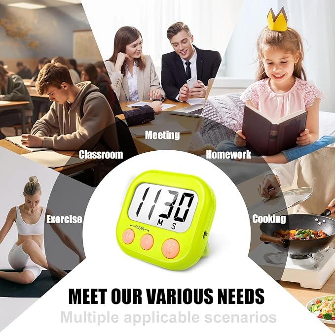 6 Pack Digital Kitchen Timers for Cooking Magnetic Timer for Cooking Loud Alarm - Image 5