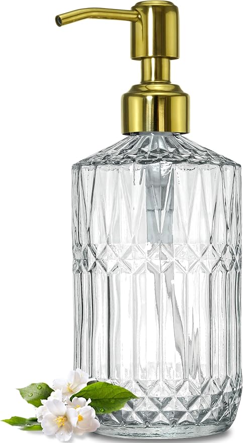 JASAI 18Oz Dazzling Clear Glass Soap Dispenser by JASAIHOME