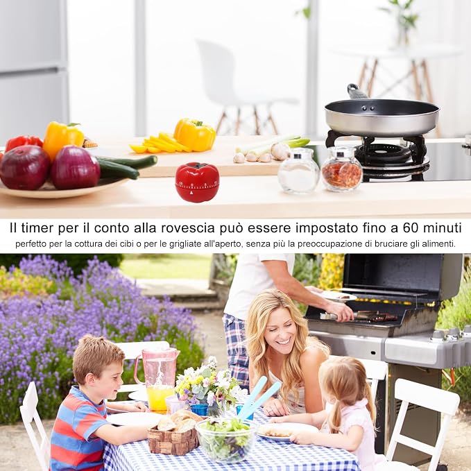 yueton Manual Mechanical Tomato Timer -Ring Alarm Kitchen Timer - Image 4