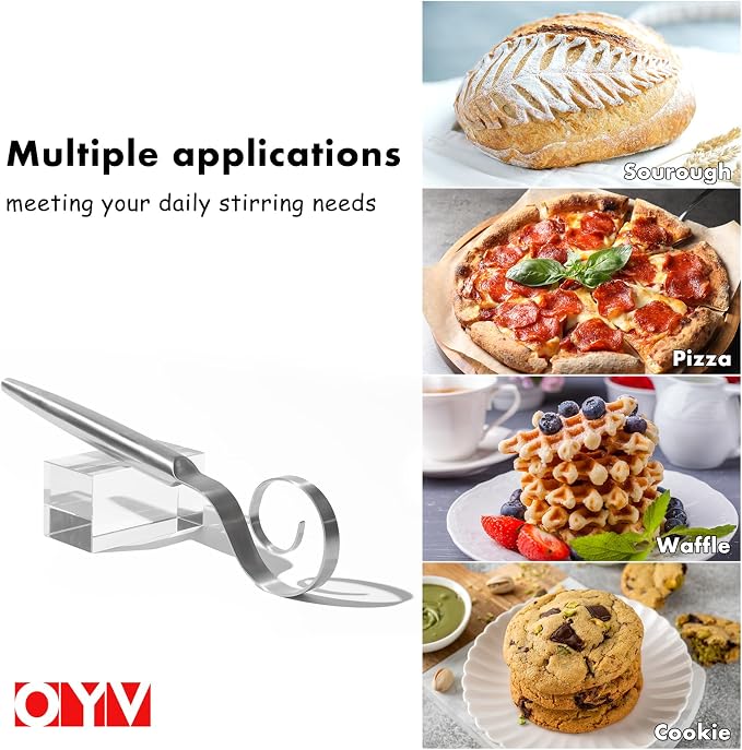 OYV 12" Seamless Dough Whisk, 18/10 Stainless Steel Bread Whisk, Danish Whisk - Image 9