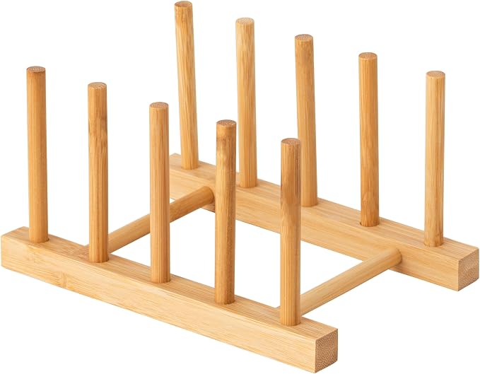 HBlife Bamboo Dish Plate Bowl Cup Book Pot Lid Cutting Board Drying Rack Stand by HBlife