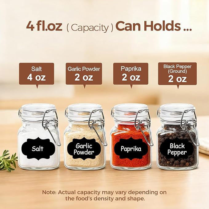 ComSaf Set of 6 Square Glass Spice Jars - Image 3