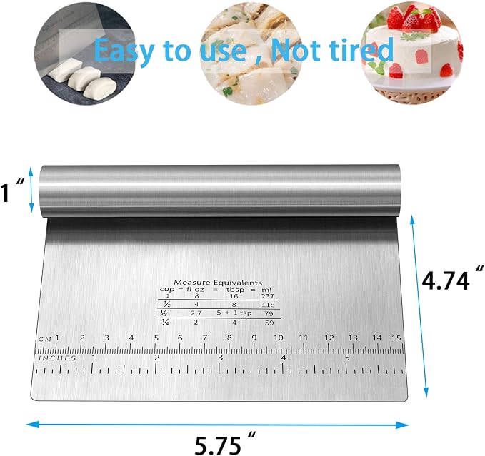 Pro Dough Pastry Scraper/Cutter/Chopper Stainless Steel Mirror Polished - Image 4