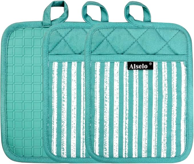 Alselo Silicone Pot Holders Set of 3 Heat Resistant & Non Slip Potholders - Image 8
