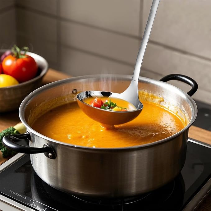 HIFIND Cooking Spoon 12.2 Inches Kitchen Stainless Steel Round Ladle, Heavy-Duty - Image 7