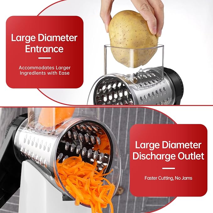 Rotary Cheese Graters with 4 Blades, Hand Crank Cheese Grater with Waffle Slicer - Image 4
