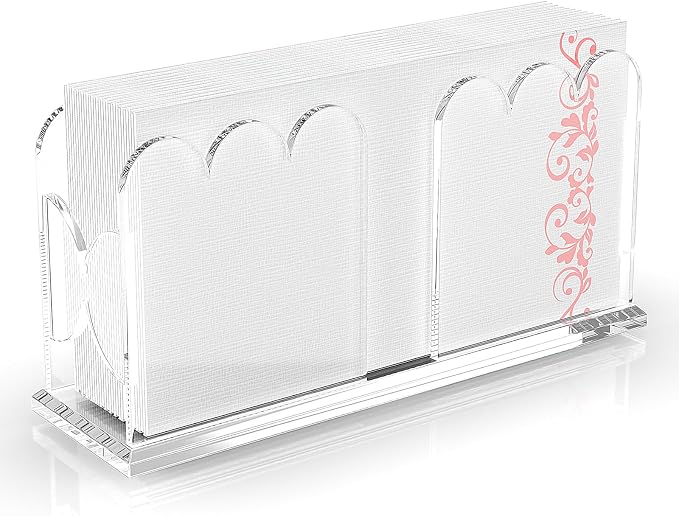 LUGUNU Acrylic Napkin Holder-Clear Scalloped Napkin Dispenser by LUGUNU