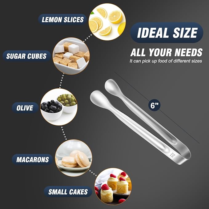 12 PCS Mini Serving Tongs, 6 Inch Small Sugar Tongs, Stainless steel Small - Image 3